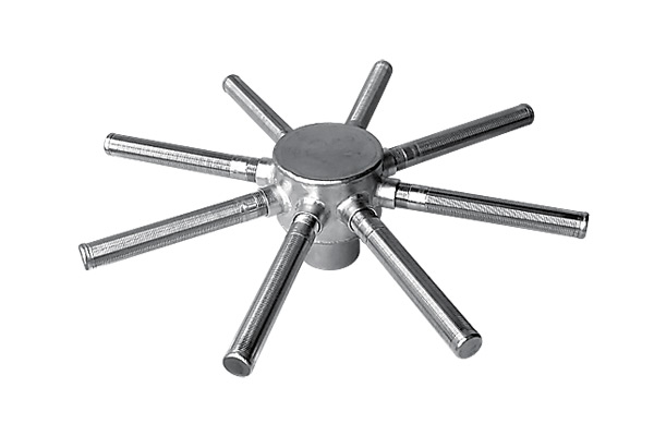 Radial hub with screen arms — configuration reference.
